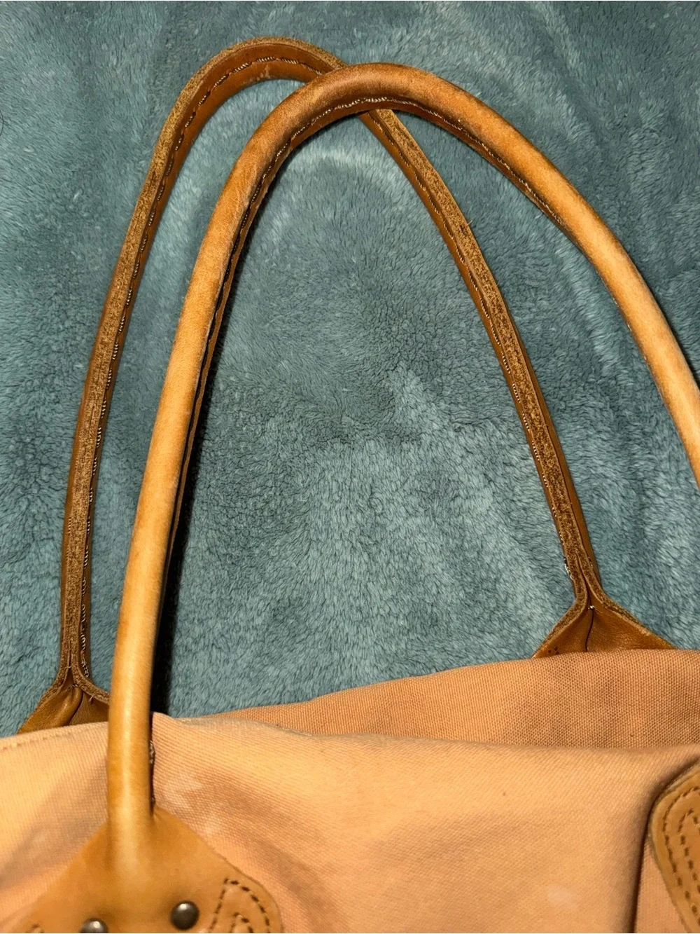 L.L. Bean Plaid lined Tote with Red, Green and Yellow Trim - Picture 3 of 7